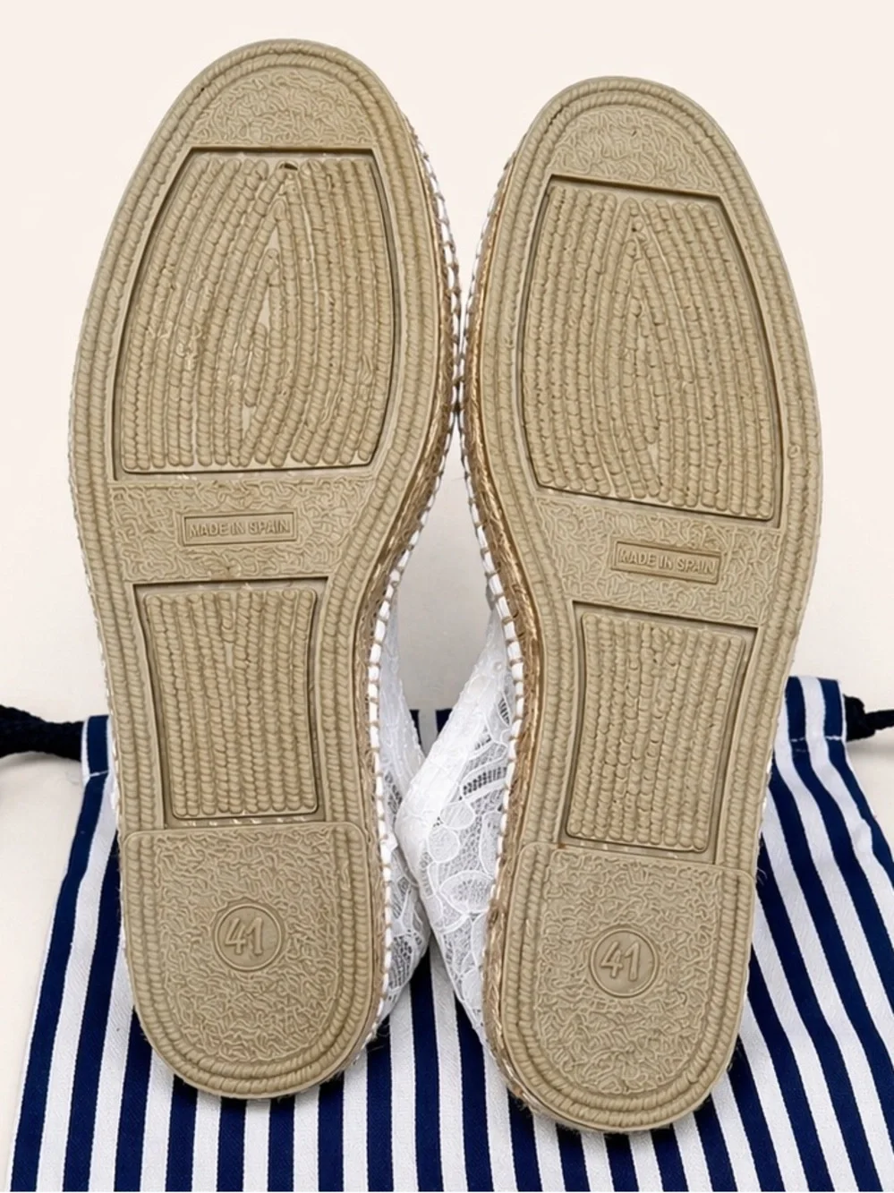 Manebi White Lace Espadrilles Slip On Flats Size 41 Boho Summer US 10